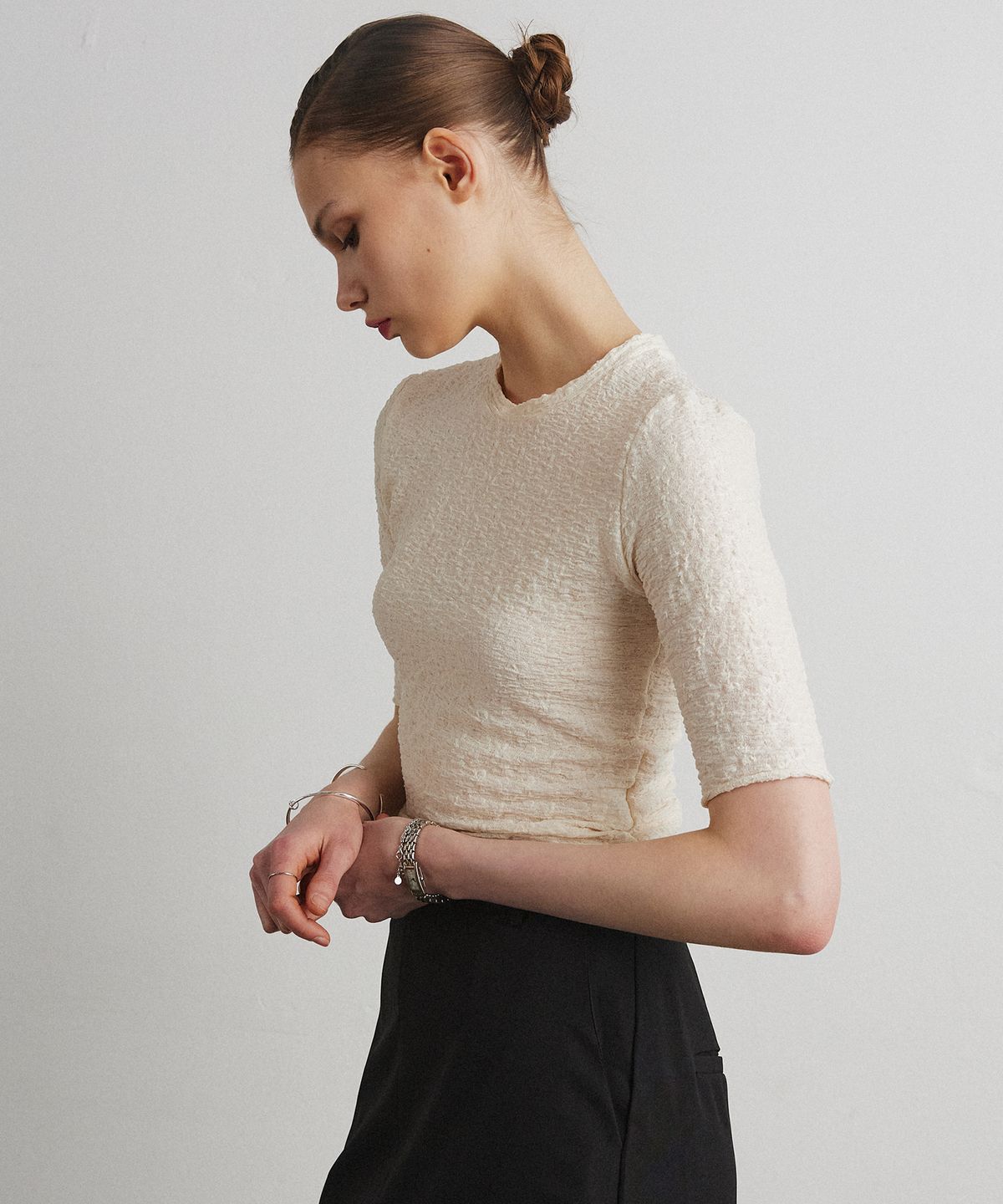 아흐레(AHRE) SEREIN LACE T-SHIRT_CREAM