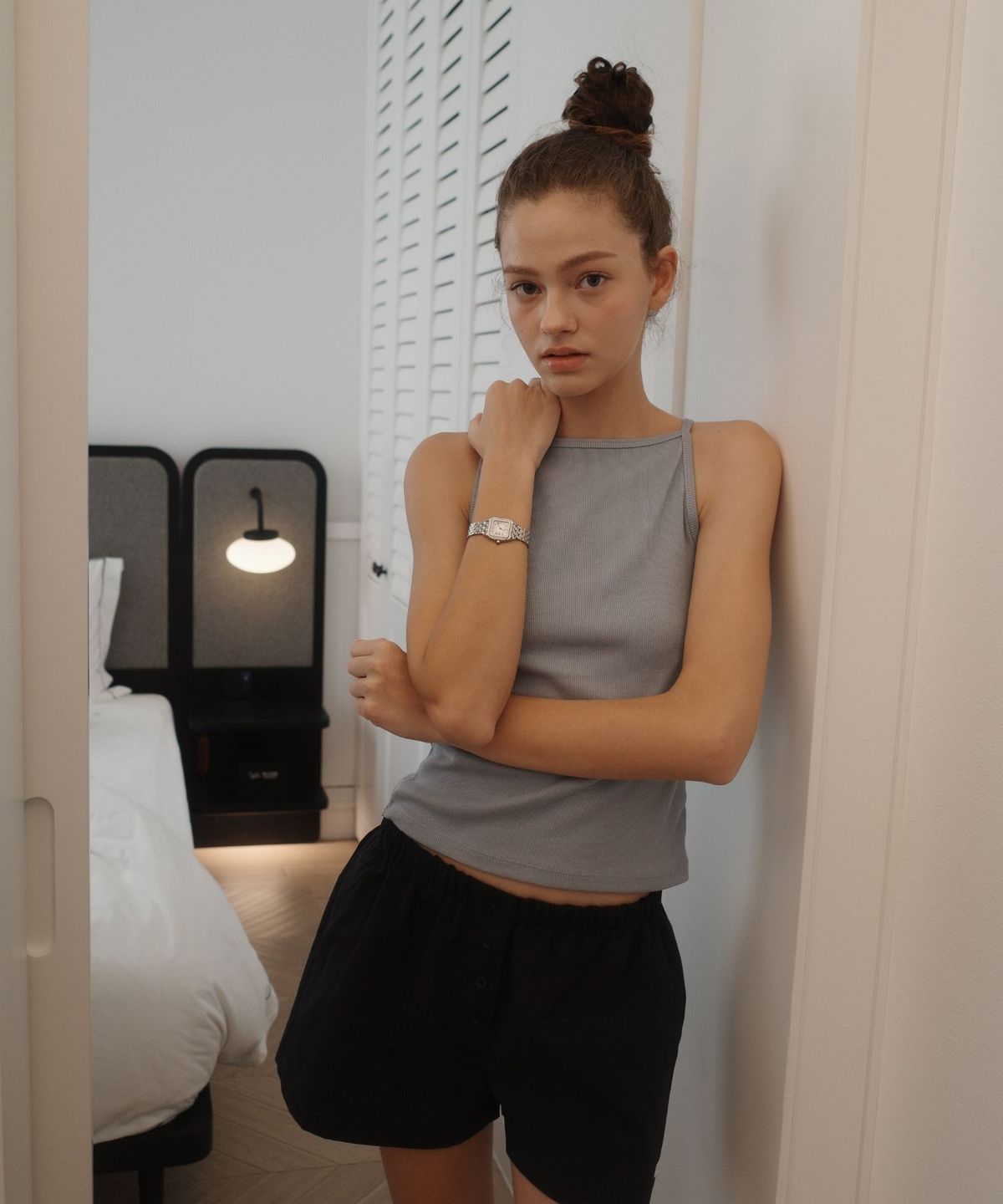 인지액티브(INJIACTIVE) Ribbed Boat neck sleeveless 스카이블루