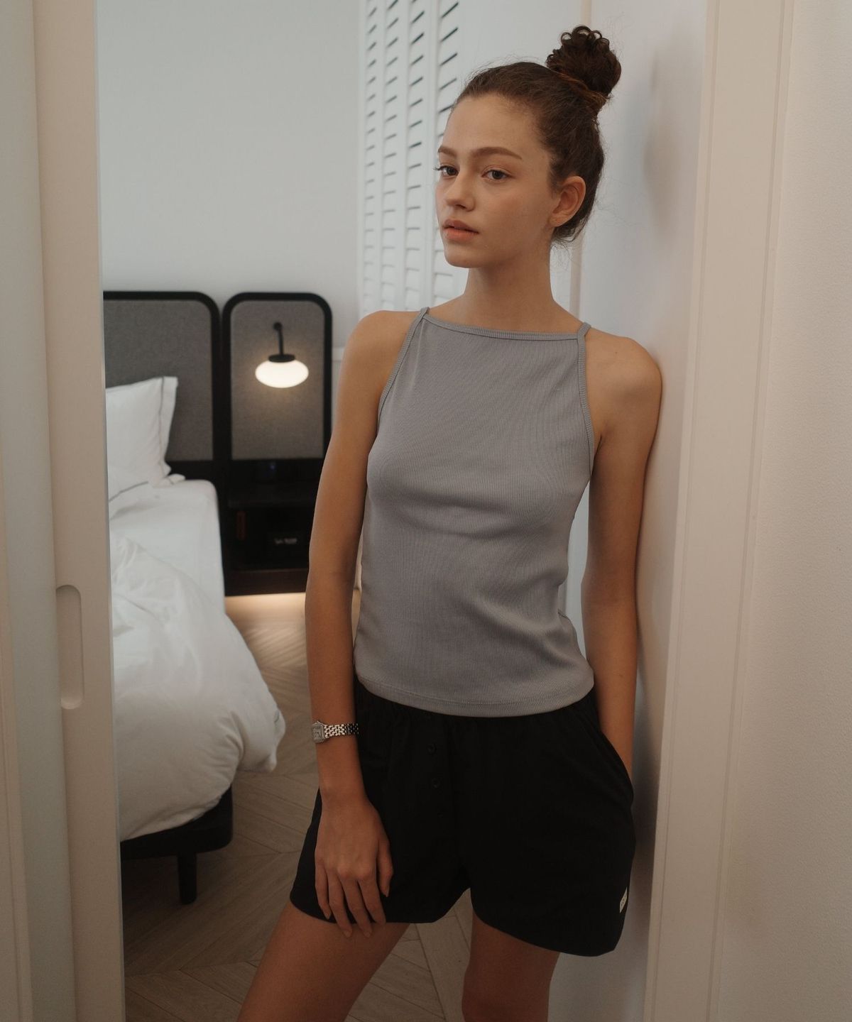 인지액티브(INJIACTIVE) Ribbed Boat neck sleeveless 스카이블루