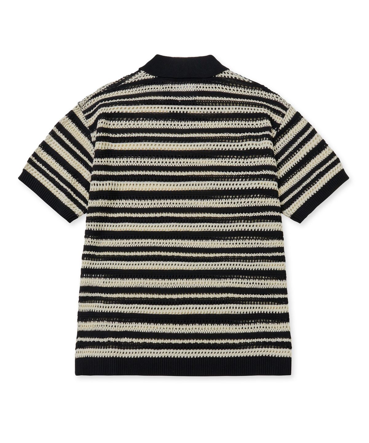 브라운브레스(BROWNBREATH) STRIPE PUNCHING COLLAR KNIT - BLACK