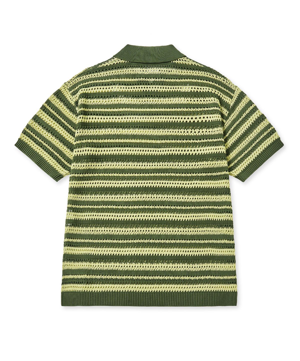 브라운브레스(BROWNBREATH) STRIPE PUNCHING COLLAR KNIT - KHAKI
