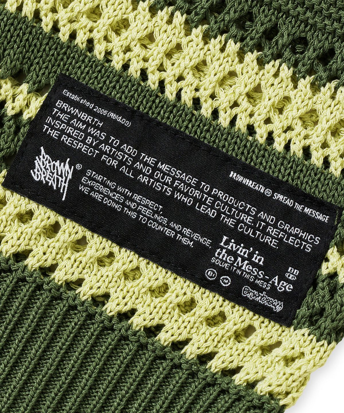 브라운브레스(BROWNBREATH) STRIPE PUNCHING COLLAR KNIT - KHAKI