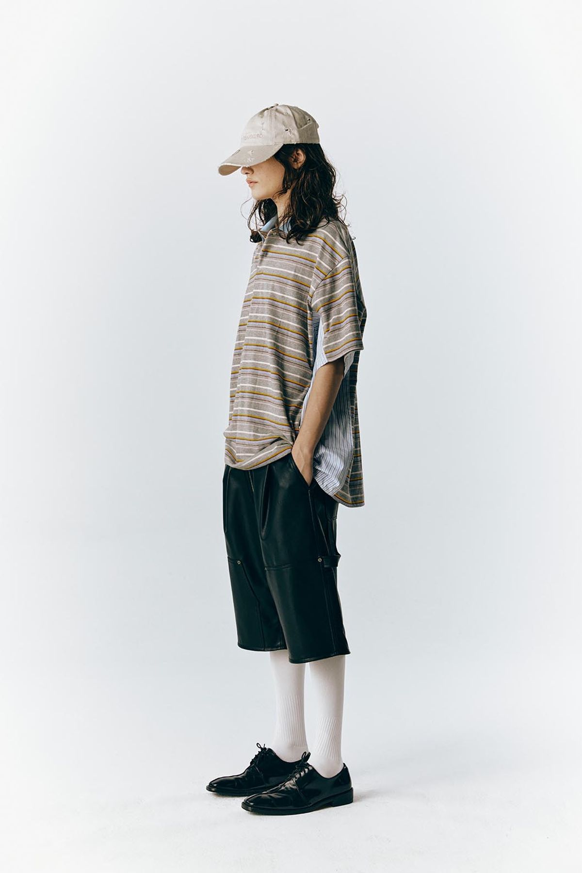 오디너리피플(ORDINARY PEOPLE) RE : SHIRT 05 - PK Stripe Shorts Layered Shirt (GRAY)
