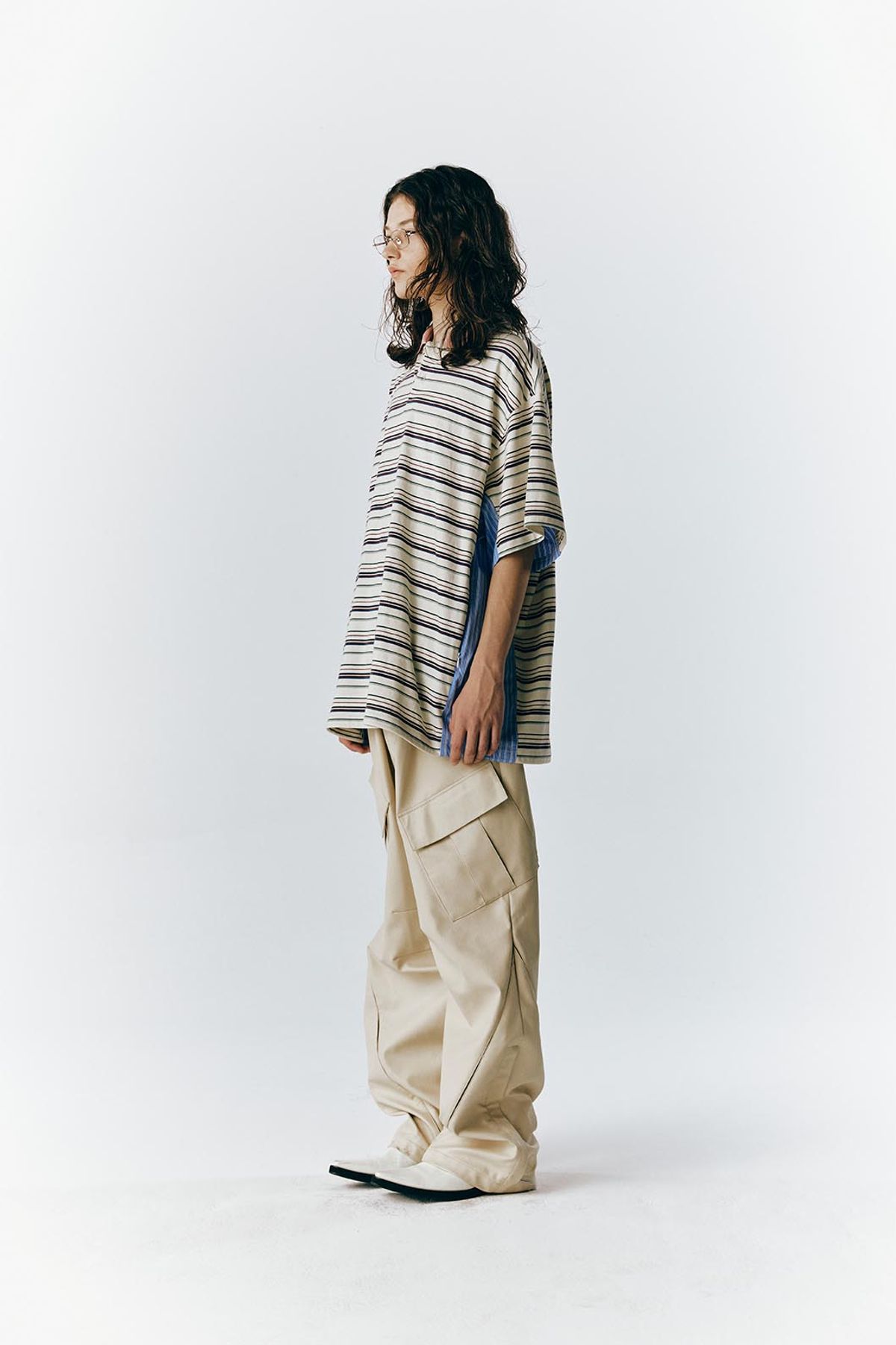 오디너리피플(ORDINARY PEOPLE) RE : SHIRT 05 - PK Stripe Shorts Layered Shirt (White)