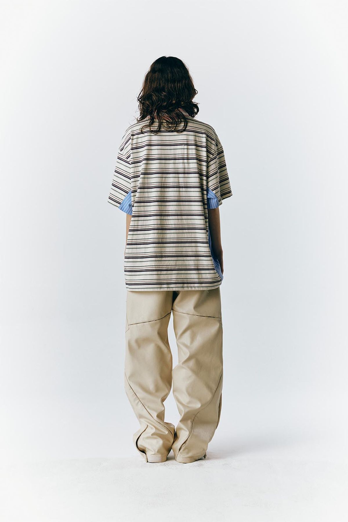 오디너리피플(ORDINARY PEOPLE) RE : SHIRT 05 - PK Stripe Shorts Layered Shirt (White)