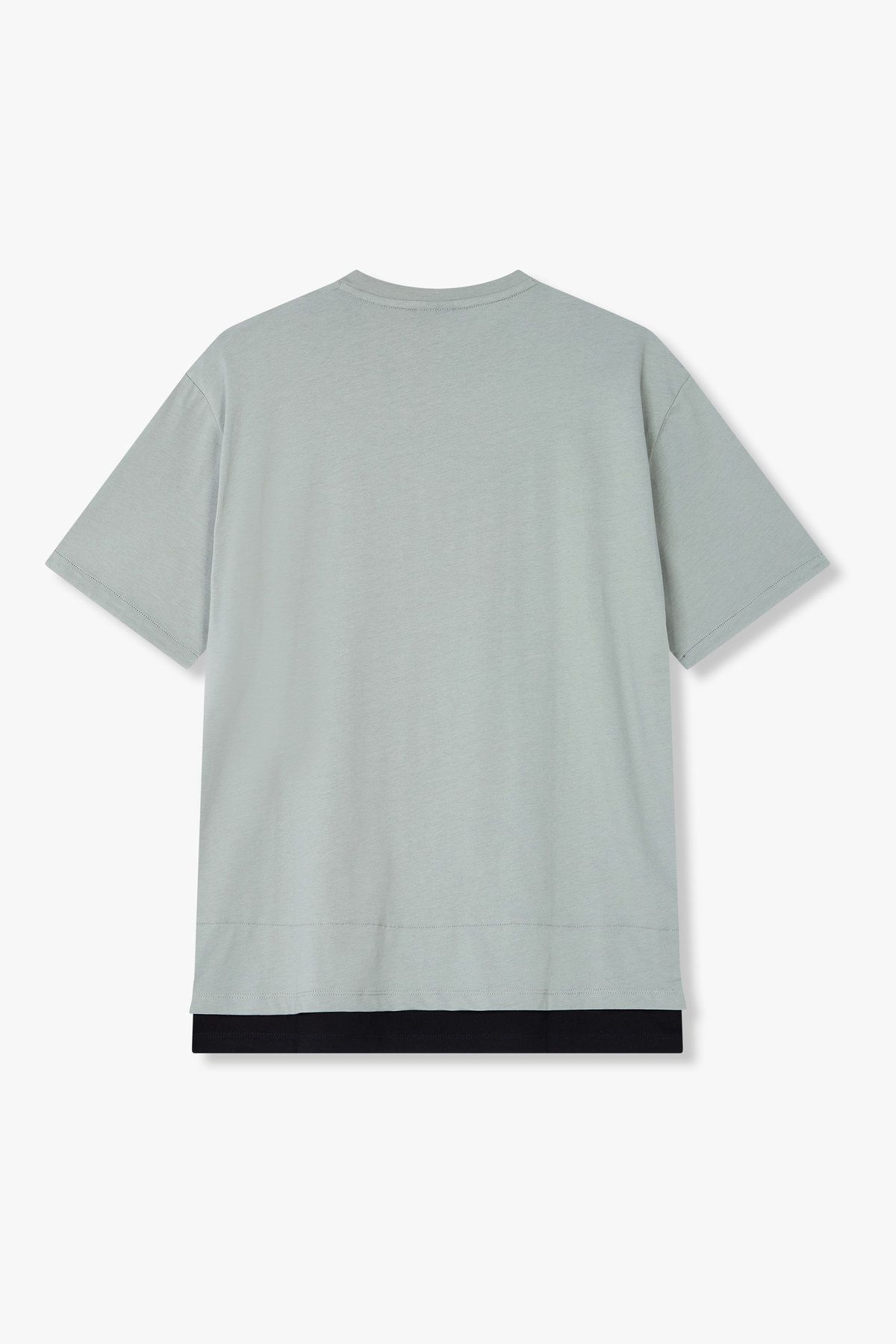 아르마니 익스체인지(ARMANI EXCHANGE) 남성 배색 레이어드 헴 코튼 티셔츠_그레이 A415130026