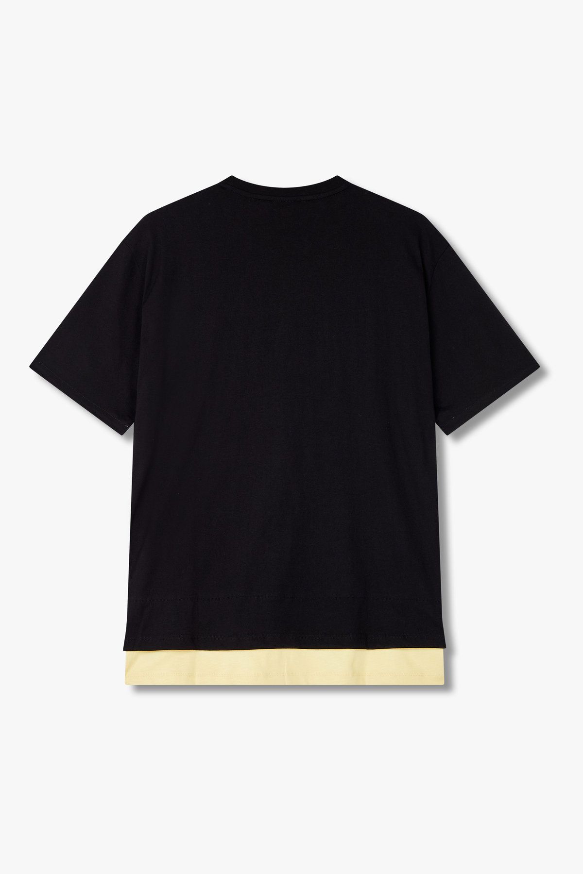 아르마니 익스체인지(ARMANI EXCHANGE) 남성 배색 레이어드 헴 코튼 티셔츠_블랙 A415130027