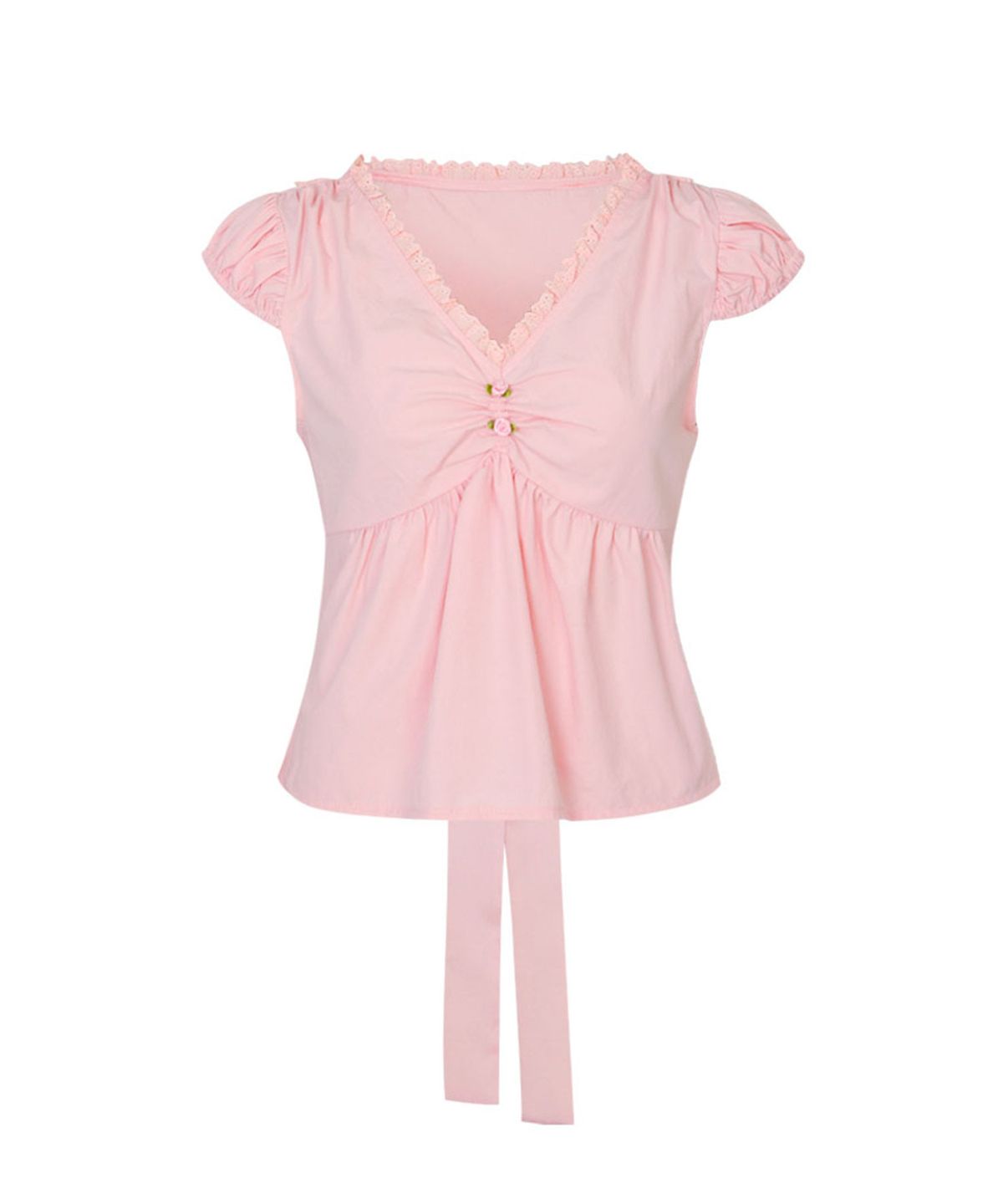 루루서울(LOULOUSEOUL) Zoey Shirring Blouse (Pink)