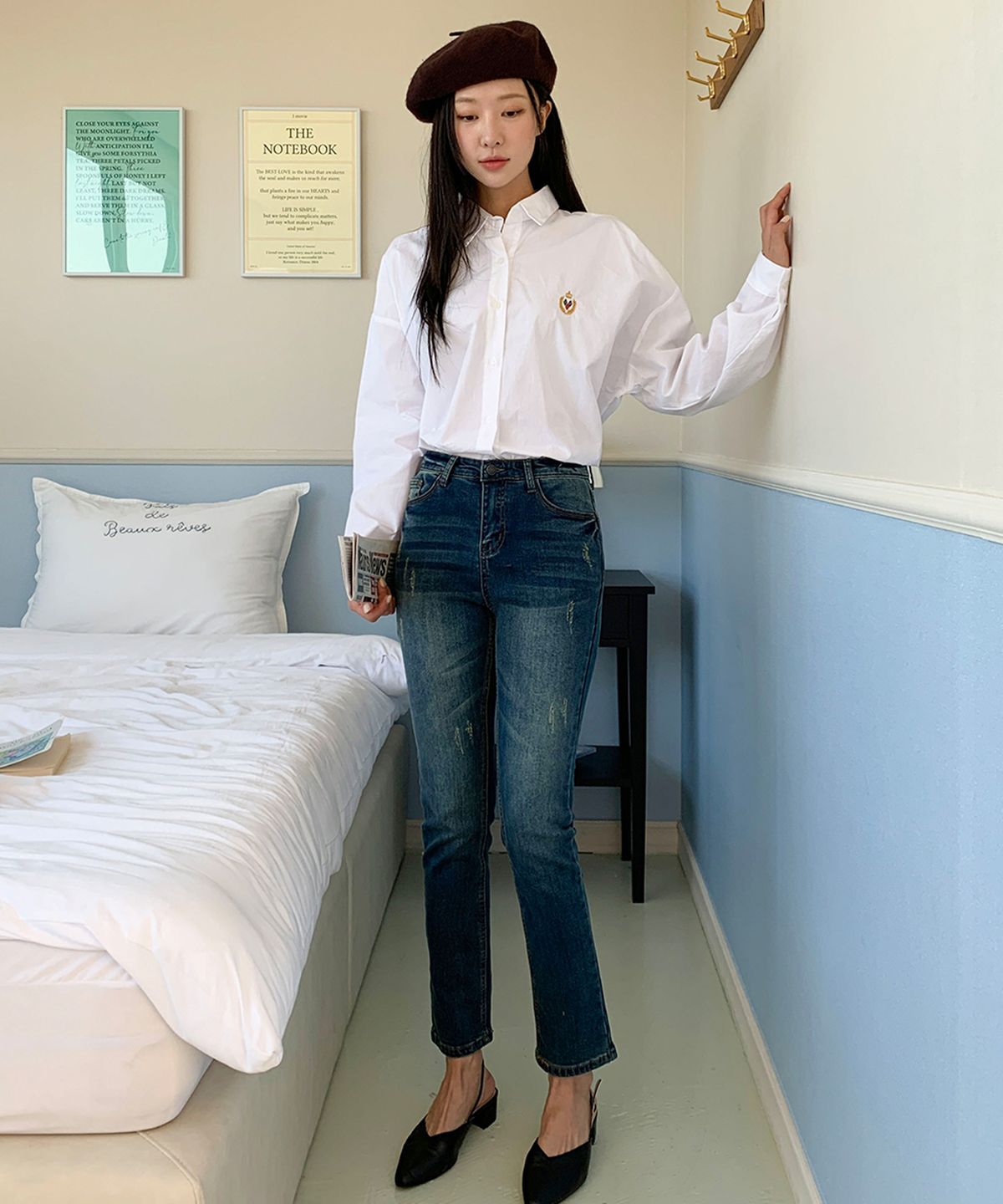 빼빼(BBAEBBAE) 빅사이즈 본딩기모 후끈따듯 스판 일자 청바지