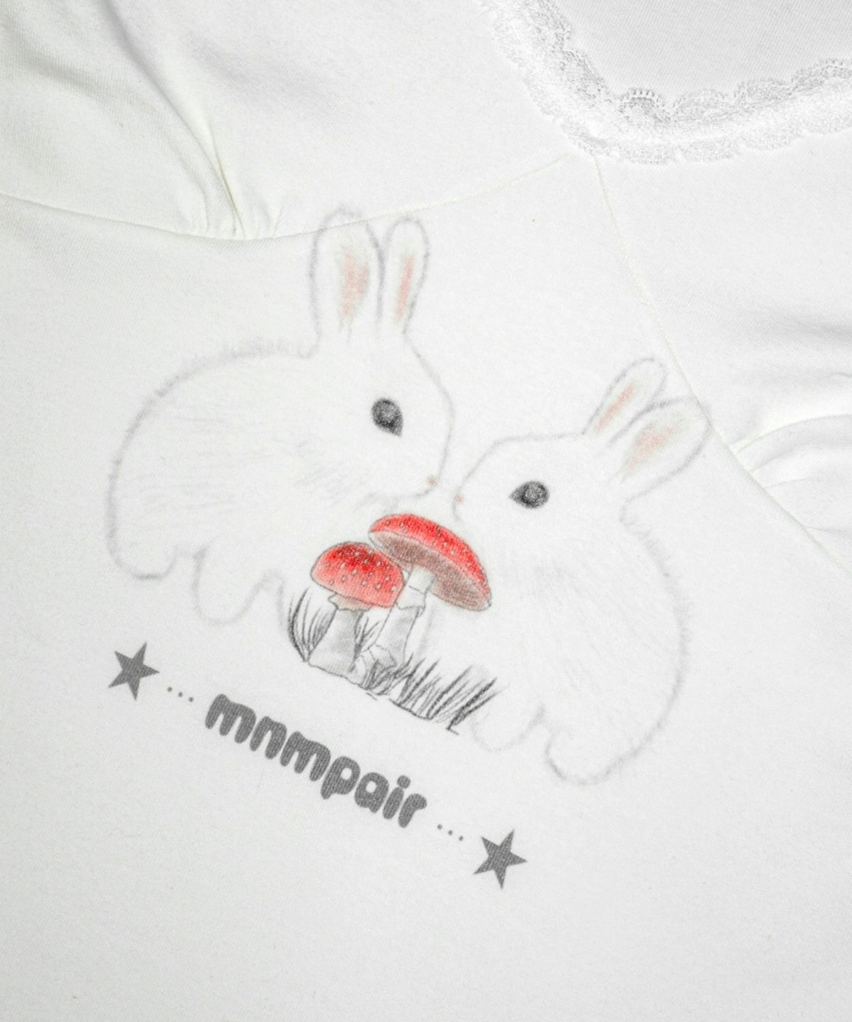 미니멀페어(MINIMALPAIR) Rabbit Lace V-Neck Tee White