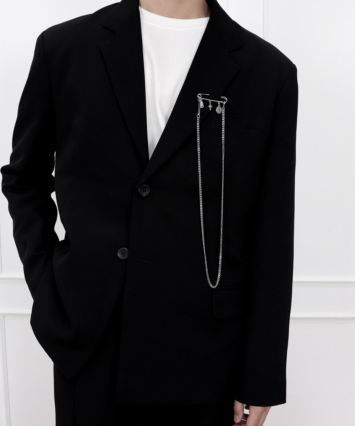 베이스클레프(BASSCLEF) 남자 브로치 옷핀 체인 CLEF Brooch