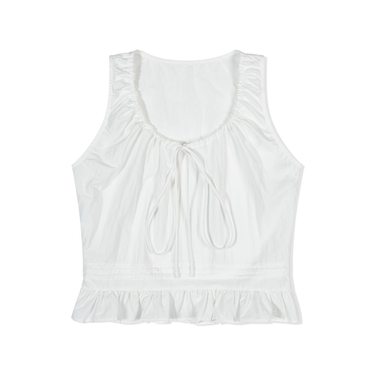 모아(MOAA) Ribbon Frill Blouse (WHITE)