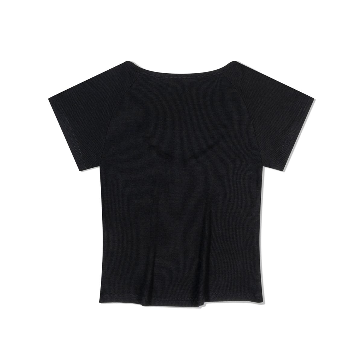 모아(MOAA) Slant Button Rib Tee (BLACK)