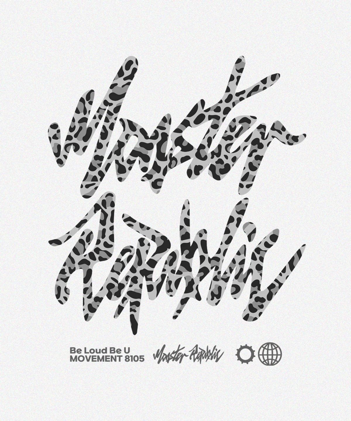 몬스터리퍼블릭(MONSTER REPUBLIC) 레오파드 로고 그레이 티셔츠 화이트_8105