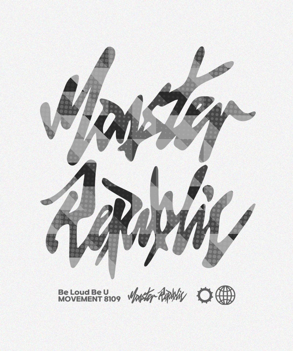 몬스터리퍼블릭(MONSTER REPUBLIC) 빈티지 서클 로고 믹스 그레이 티셔츠 화이트_8109