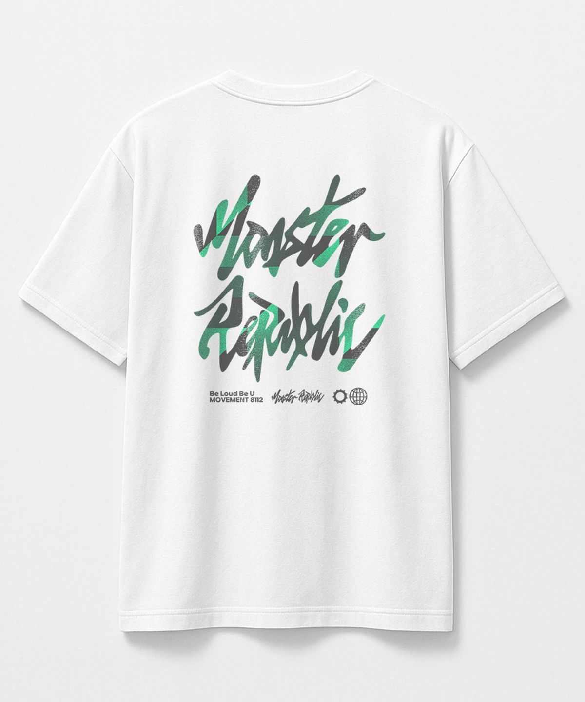 몬스터리퍼블릭(MONSTER REPUBLIC) 미스트 로고 그린 티셔츠 화이트_8112