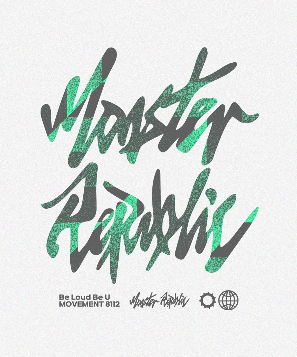 몬스터리퍼블릭(MONSTER REPUBLIC) 미스트 로고 그린 티셔츠 화이트_8112