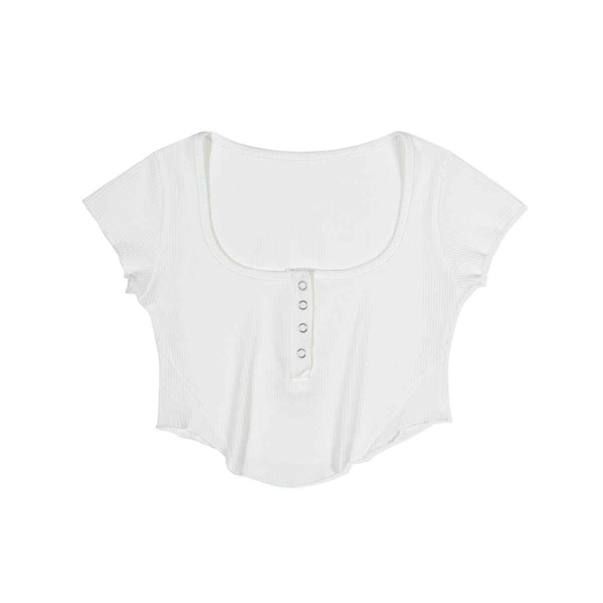 모아(MOAA) Curve Snap Henley Tee (White)