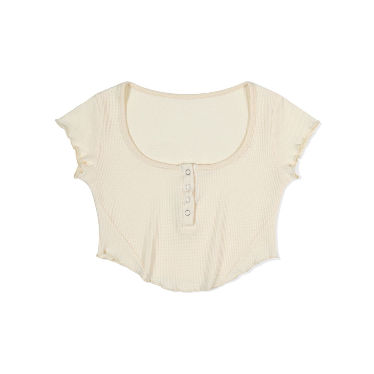 모아(MOAA) Curve Snap Henley Tee (Ivory)