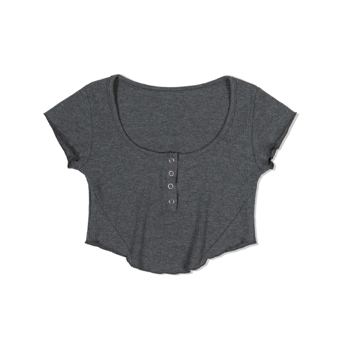 모아(MOAA) Curve Snap Henley Tee (GRAY)