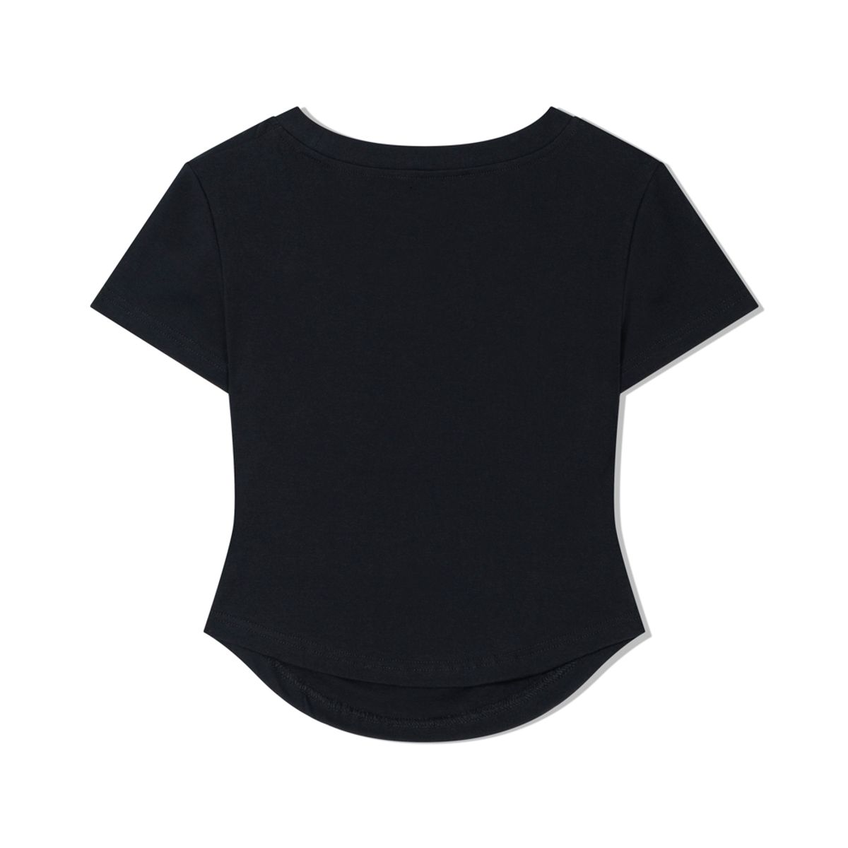 모아(MOAA) Side Ruche Curve Tee (BLACK)