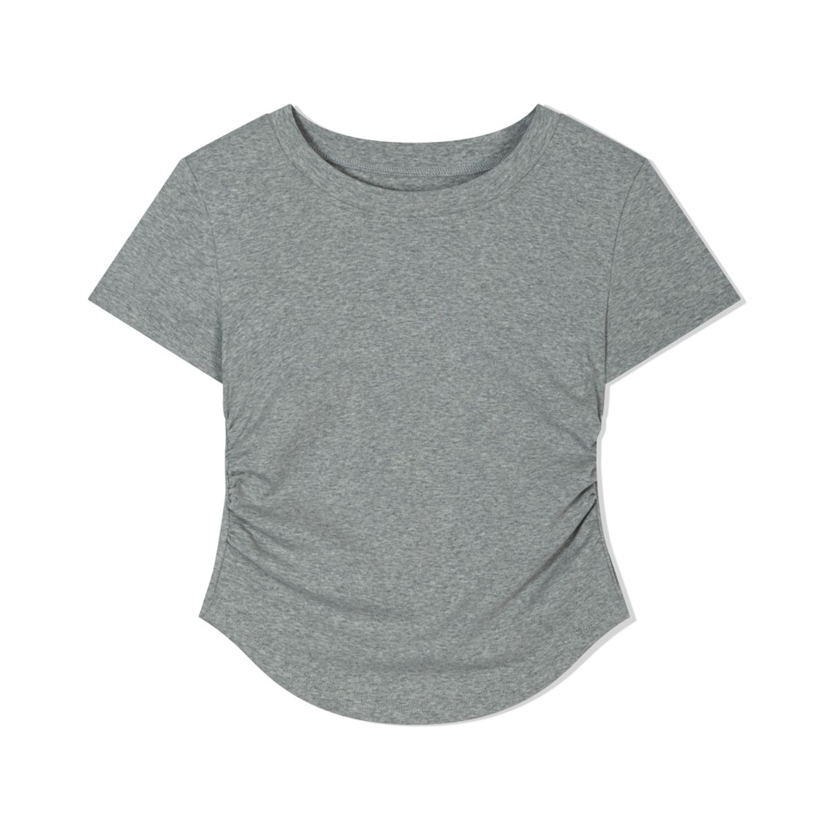 모아(MOAA) Side Ruche Curve Tee (GRAY)