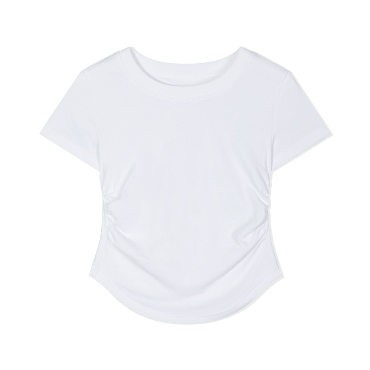 모아(MOAA) Side Ruche Curve Tee (WHITE)