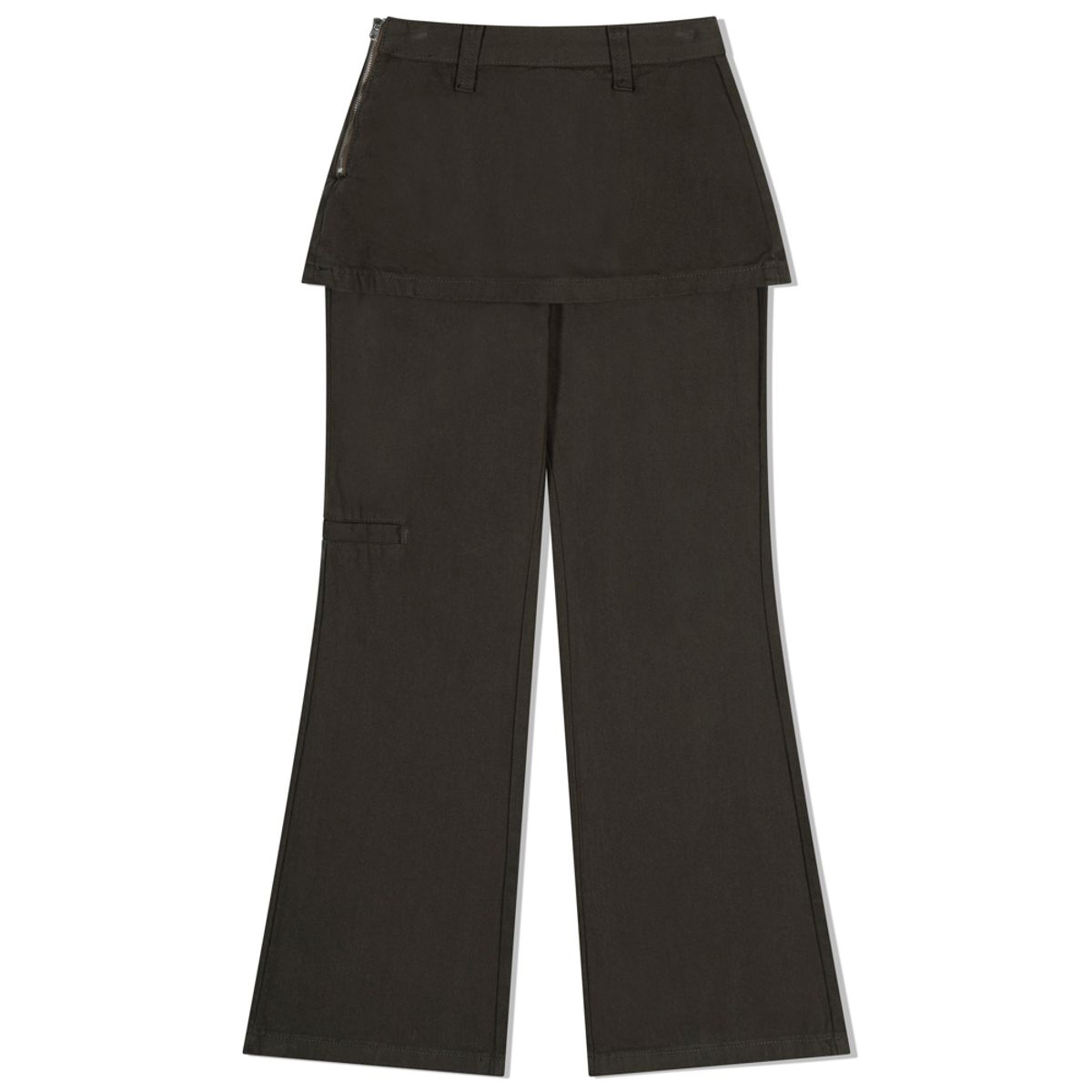 모아(MOAA) Wrap up Flare Trousers (DEEP OLIVE)