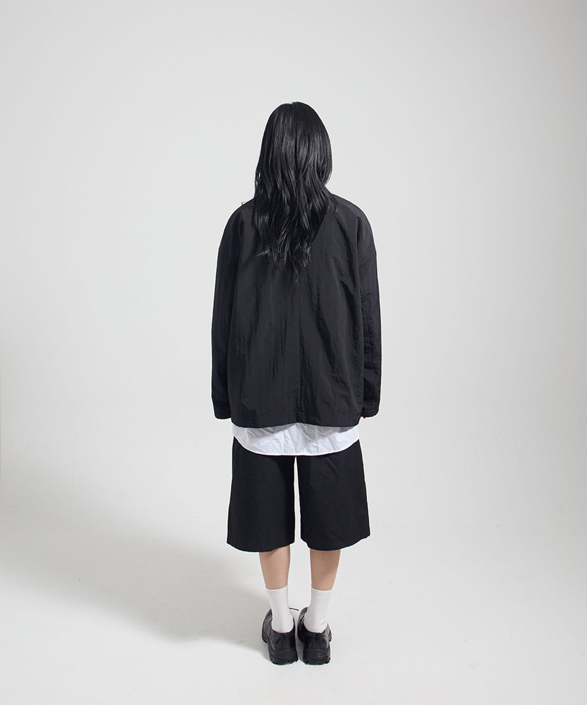 땡스메시아(THANKS MESSIA) HIDDEN SHIRT JACKET-BLACK