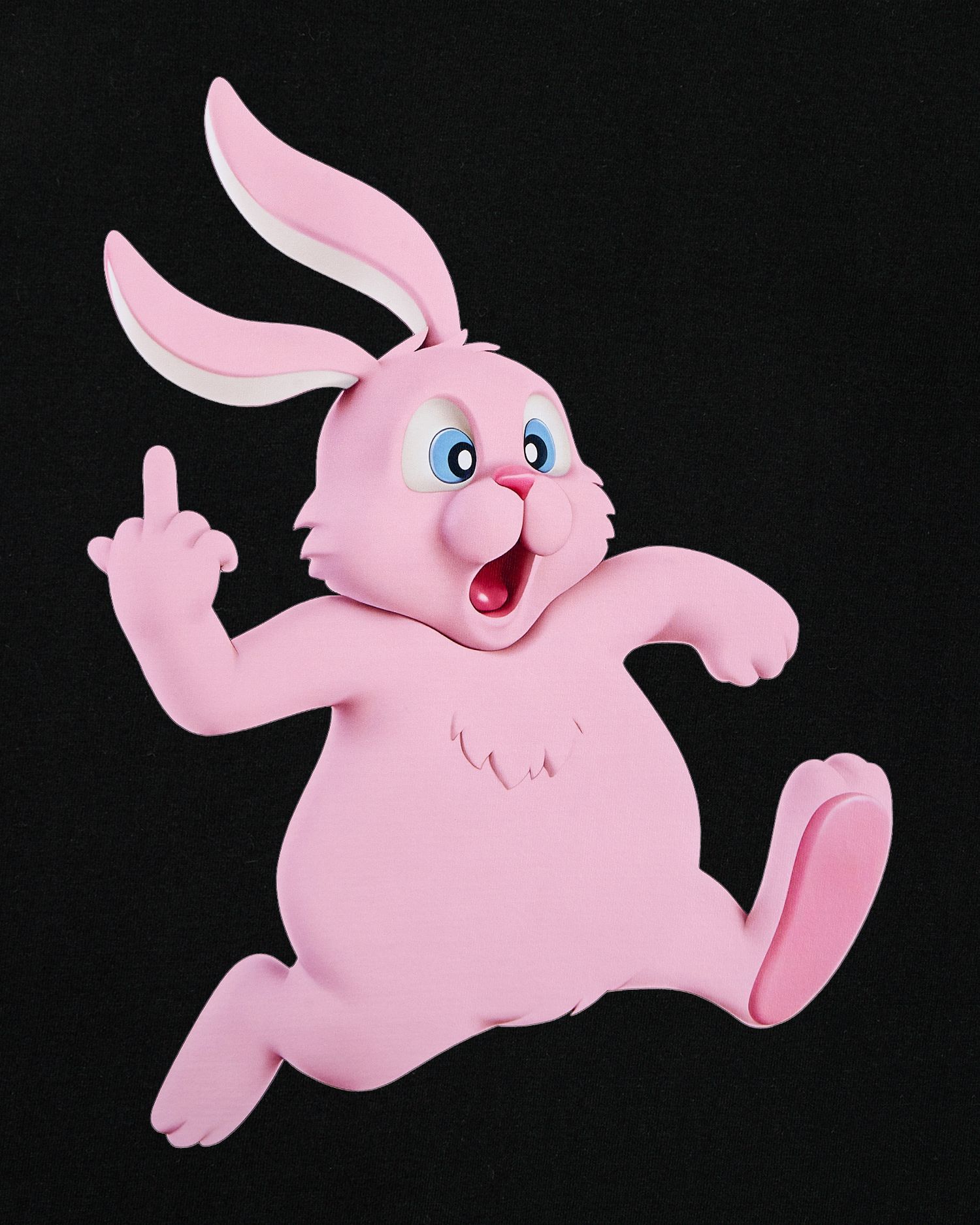 Tシャツ・カットソー LAUGHER Puck and Run Bunny Pink T-Shirt Black TS65 MUSINSA | LAUGHER Puck and Run Bunny (Pink) 3D T-Shirt - Black