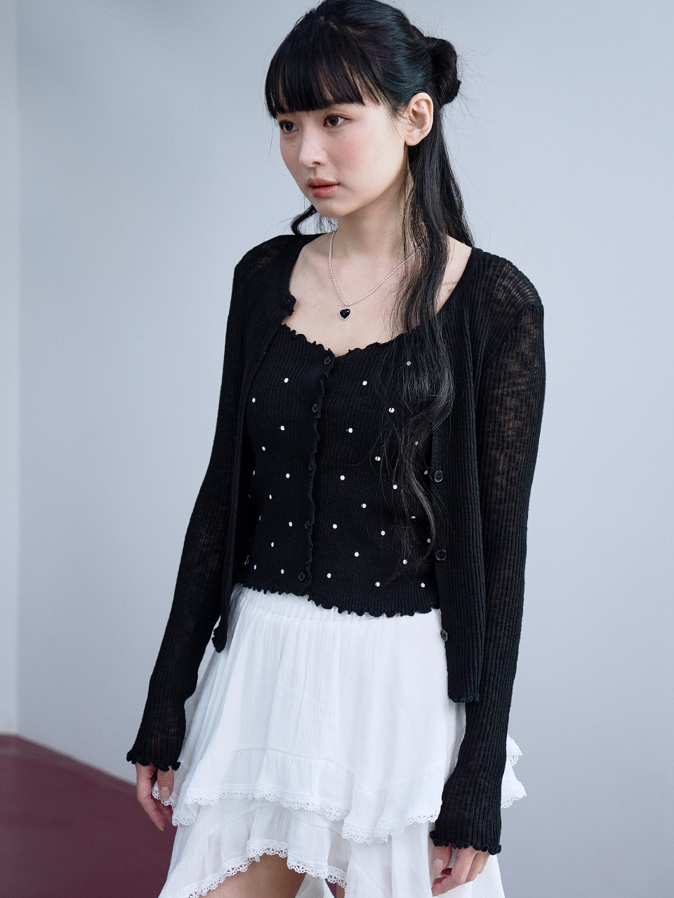 MUSINSA | THE GREEN LAB Dot Pattern Top Cardigan Set [Light