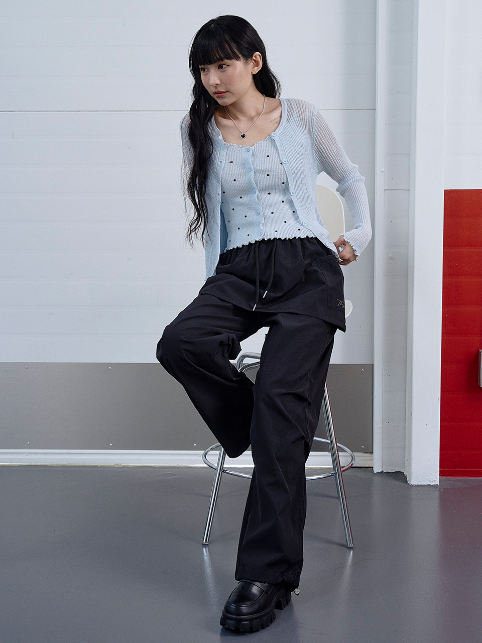 【THE MOZZ】[Premium] Whole Garment Nar Linen Cardigan Setup MilaSZ Cardigan in gray morn mila stripe colour