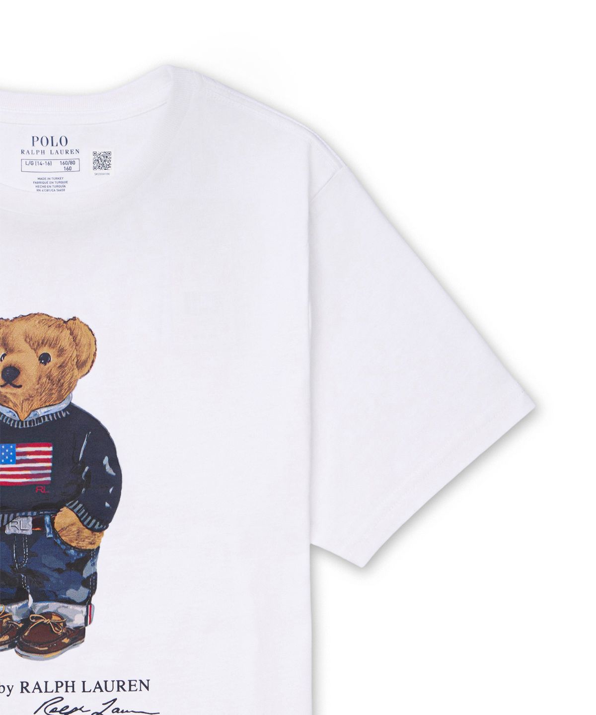 폴로 랄프 로렌 칠드런(POLO RALPH LAUREN CHILDREN) 폴로 베어 코튼 저지 티-화이트