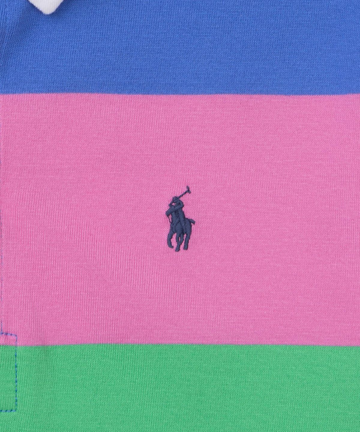 폴로 랄프 로렌 칠드런(POLO RALPH LAUREN CHILDREN) 스트라이프 코튼 숏 슬리브 럭비 셔츠-멀티 컬러
