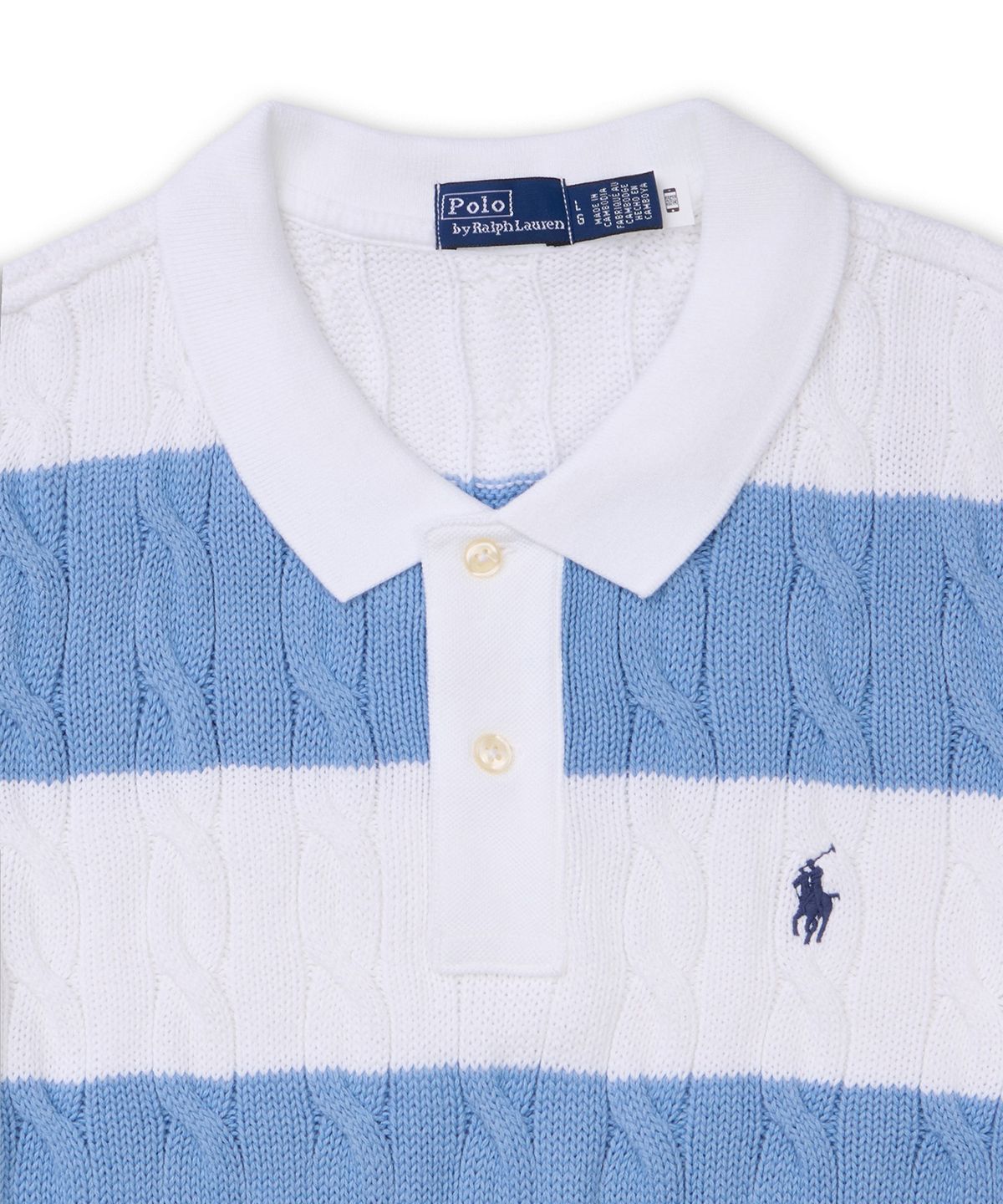 폴로 랄프 로렌(POLO RALPH LAUREN) [W]케이블 니트 폴로 셔츠-화이트
