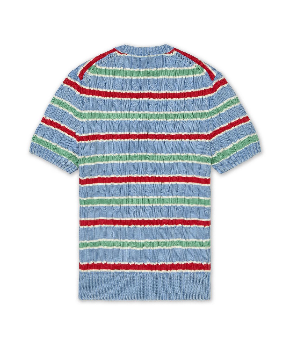 폴로 랄프 로렌(POLO RALPH LAUREN) [W]스트라이프 케이블 니트 숏 슬리브 스웨터-블루
