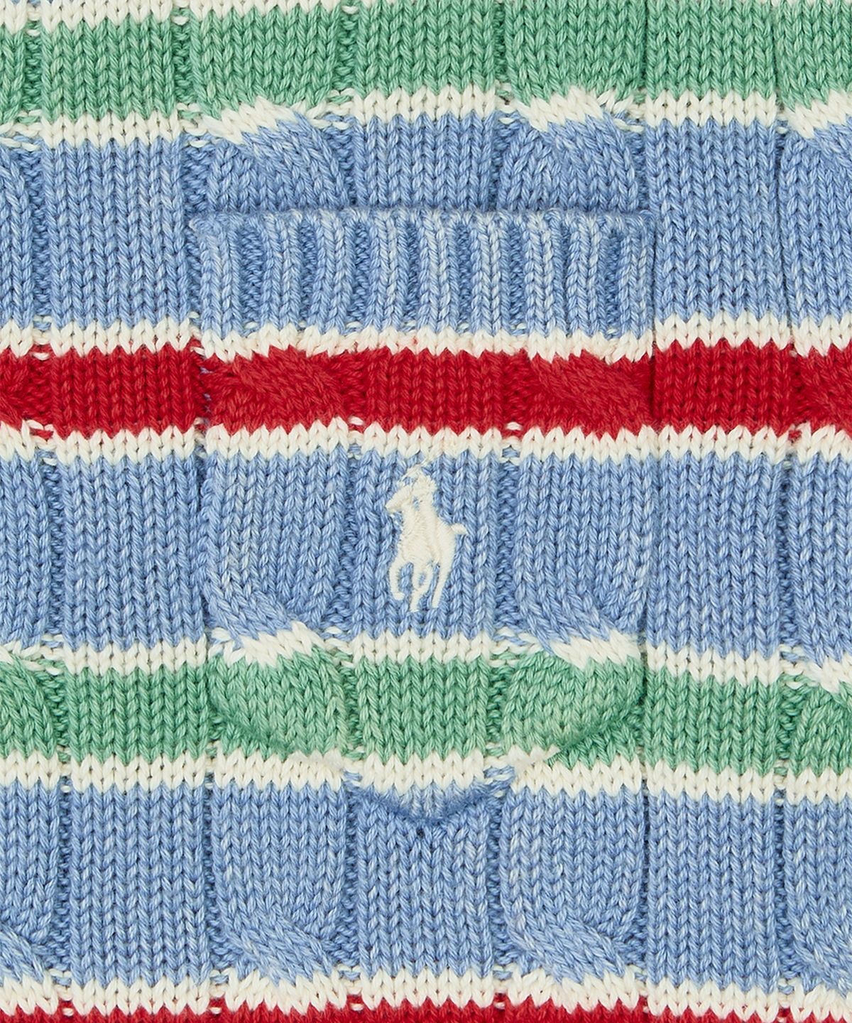 폴로 랄프 로렌(POLO RALPH LAUREN) [W]스트라이프 케이블 니트 숏 슬리브 스웨터-블루