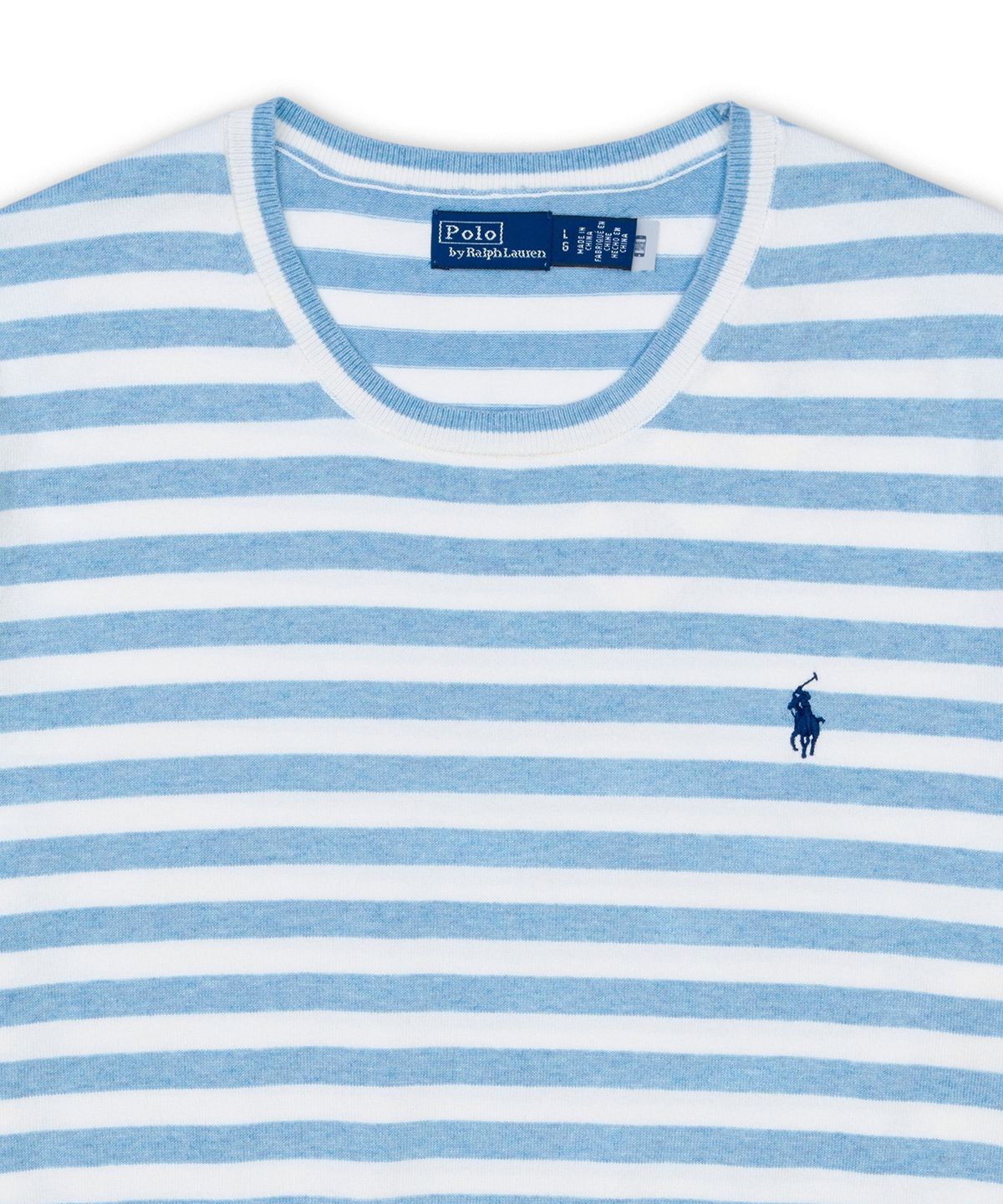 폴로 랄프 로렌(POLO RALPH LAUREN) [W]스트라이프 숏 슬리브 스웨터-블루