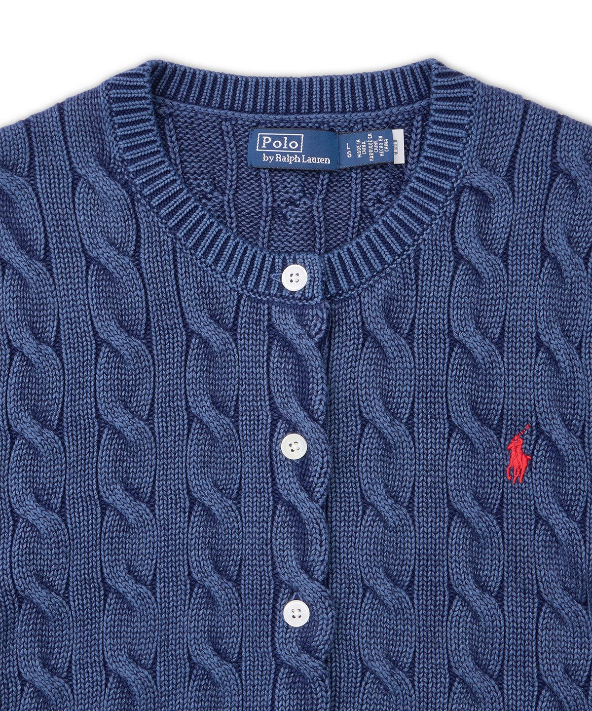 폴로 랄프 로렌(POLO RALPH LAUREN) [W]케이블 니트 코튼 숏 슬리브 카디건-블루