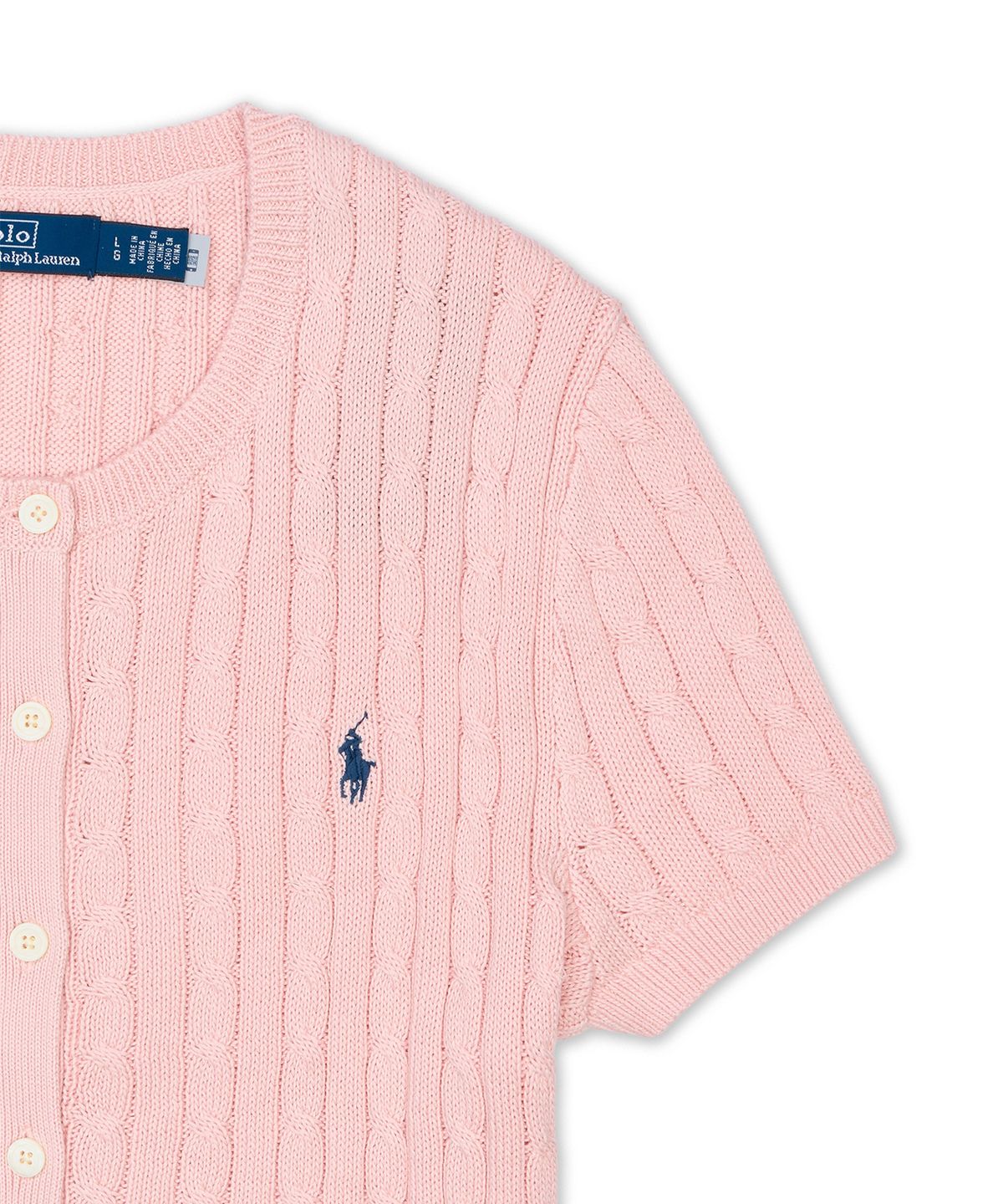 폴로 랄프 로렌(POLO RALPH LAUREN) [W]케이블 니트 코튼 숏 슬리브 카디건-라이트 오렌지