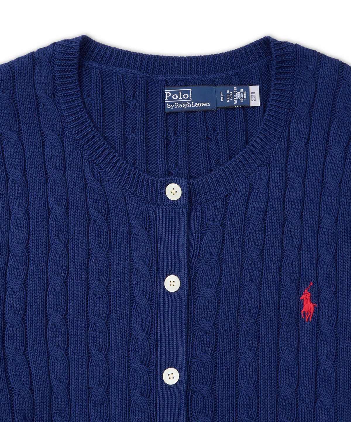 폴로 랄프 로렌(POLO RALPH LAUREN) [W]케이블 니트 코튼 숏 슬리브 카디건-블루