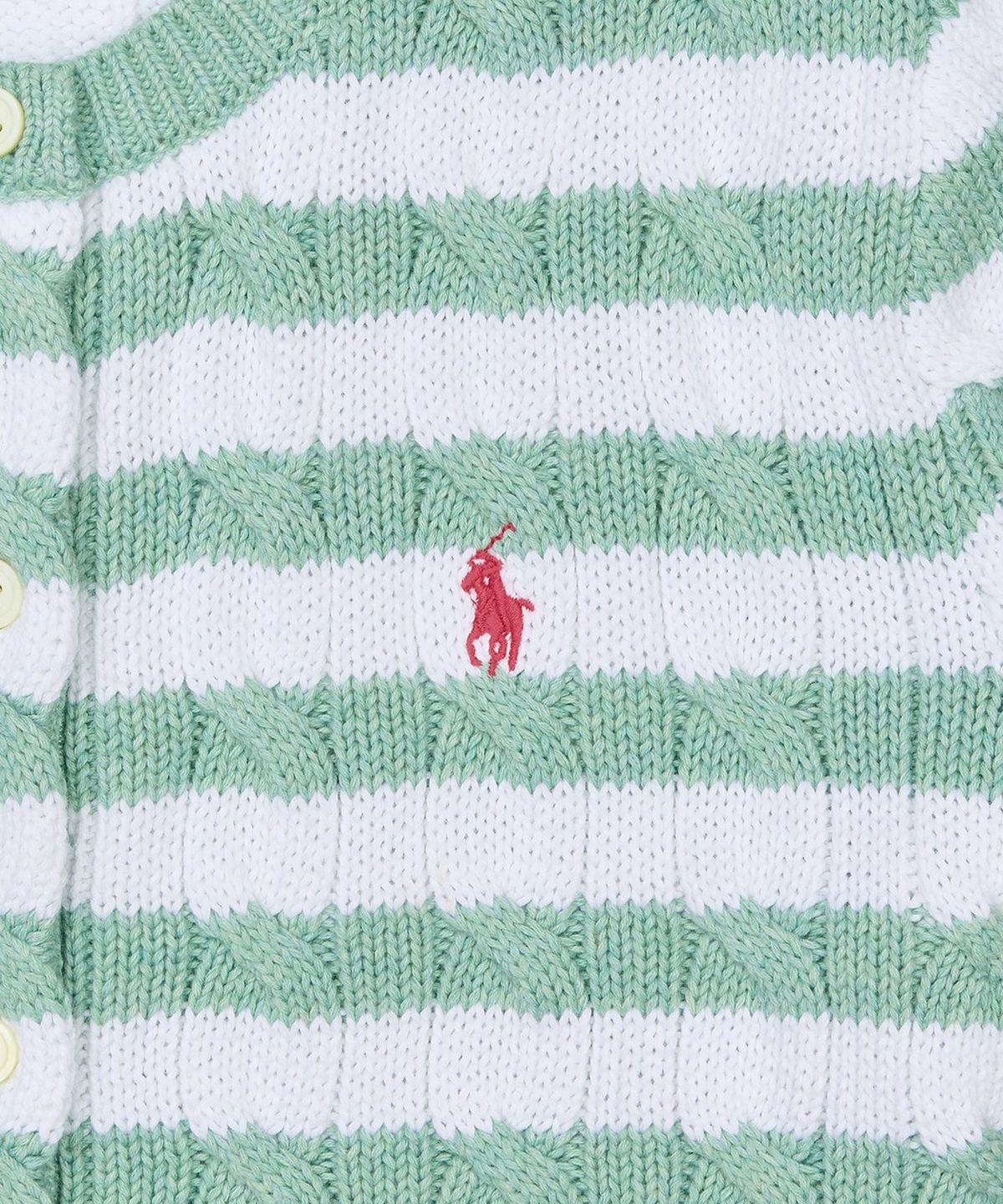 폴로 랄프 로렌(POLO RALPH LAUREN) [W]스트라이프 케이블 니트 숏 슬리브 카디건-라이트 그린