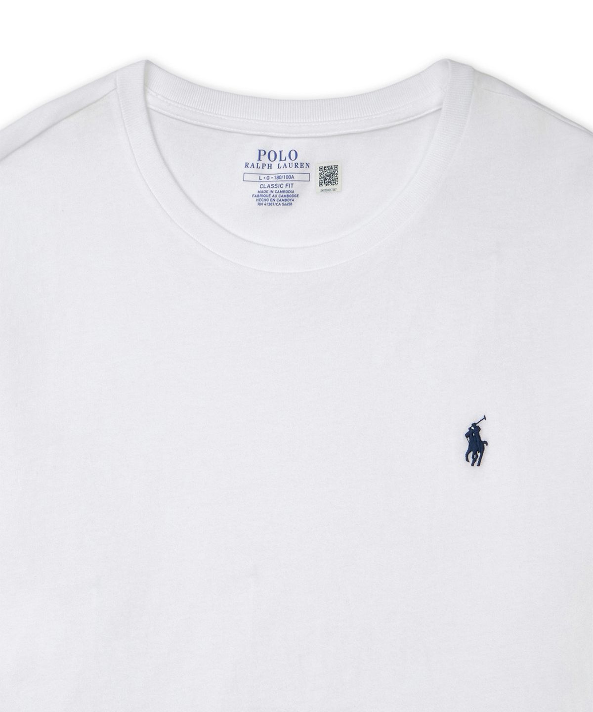 폴로 랄프 로렌(POLO RALPH LAUREN) 클래식핏 저지 롱 슬리브 티셔츠-화이트