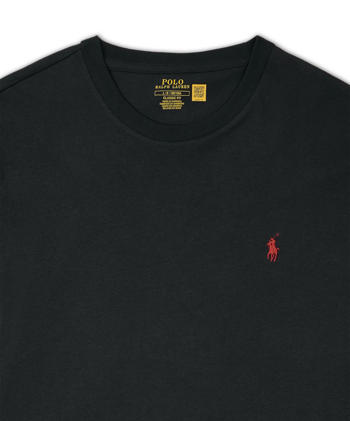 폴로 랄프 로렌(POLO RALPH LAUREN) 클래식핏 저지 롱 슬리브 티셔츠-블랙