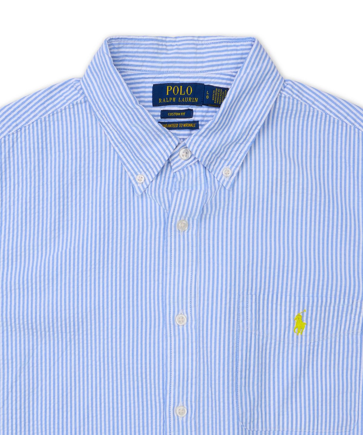 폴로 랄프 로렌(POLO RALPH LAUREN) 커스텀핏 시어서커 셔츠-블루