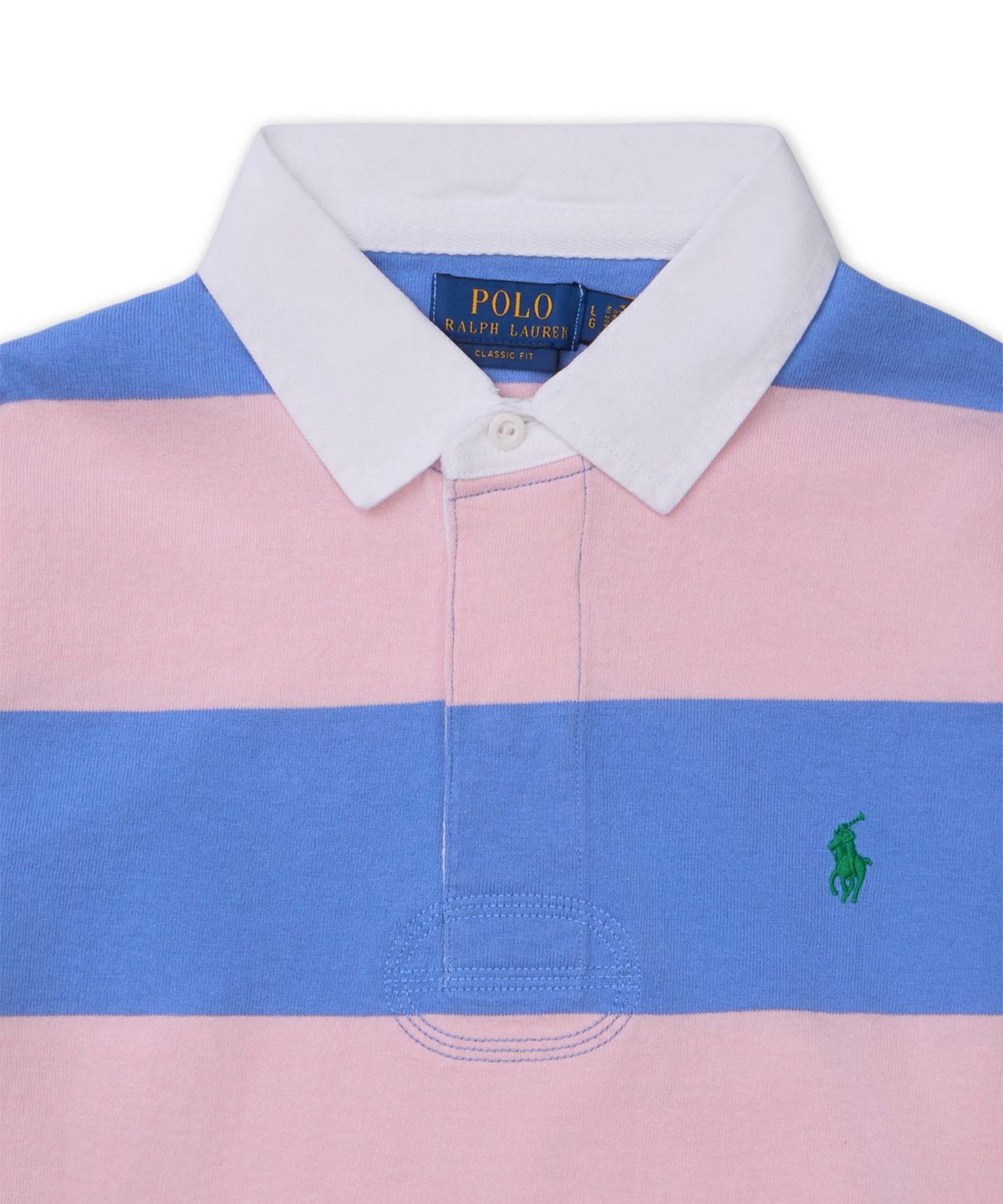 폴로 랄프 로렌(POLO RALPH LAUREN) 클래식핏 스트라이프 저지 럭비 셔츠-핑크