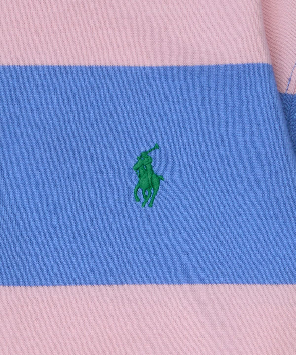 폴로 랄프 로렌(POLO RALPH LAUREN) 클래식핏 스트라이프 저지 럭비 셔츠-핑크