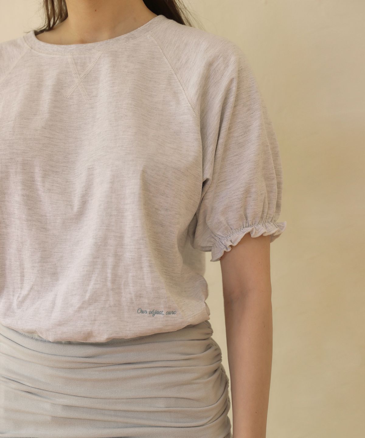 아우로(OURO) PUFF SHIRRING T-SHIRTS [ MELANGE ]