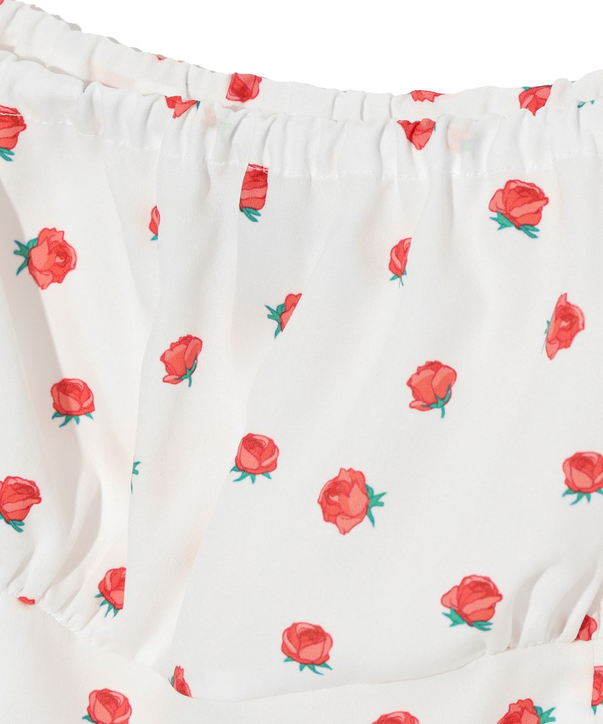 유희(YOUHEE) FLOWER PATTERN PUFF DRESS WHITE