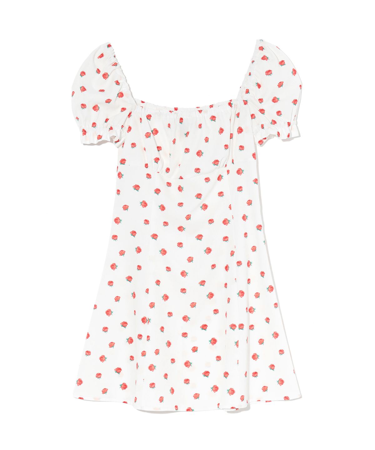 유희(YOUHEE) FLOWER PATTERN PUFF DRESS WHITE
